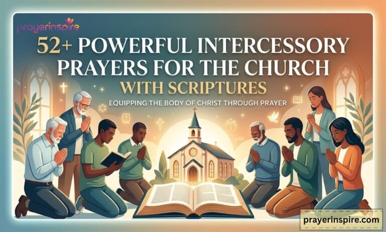 The church needs prayer. It always has. Intercessory prayer means talking to God on behalf of others, asking for His help, healing, and guidance. Finds.Life.Church When we pray for the church, we are doing something deeply powerful and biblical. God calls every believer to stand in the gap for the body of Christ. Intercessory prayer is less about changing God's mind and more about participating in His mercy. She Reads Truth It is one of the greatest acts of love we can offer to our church community. Every prayer for strength, unity, wisdom, holiness, and protection is a seed sown into the life of the community, inviting God's presence to move in tangible ways. Faith In Prayer These 52+ intercessory prayers, grounded in Scripture, will help you lift up your church with faith and purpose. A Cry for Spiritual Strength Intercessory prayers for spiritual strength are one of the most important prayers we can offer for the church. The body of Christ faces many challenges every day. We need God's power to stand firm and keep moving forward. When we lift up intercessory prayers for the church, we are asking God to fill every believer with His strength. Paul wrote in Ephesians 6:10, "Be strong in the Lord and in the power of His might." This is not human strength. It is divine strength that only God can give. A Plea for Unity of Heart The church grows stronger when believers walk in unity. Intercessory prayers for unity ask God to bind hearts together in love and purpose. Division is one of the enemy's greatest weapons against the church. Jesus prayed for unity in John 17:21, saying, "That they all may be one, as You, Father, are in Me, and I in You." When we lift up intercessory prayers for unity, we are praying to the very heart of Jesus. God answers these prayers and brings His people together. A Cry for Sound Teaching The church must be built on the truth of God's Word. Intercessory prayers for sound teaching ask God to raise up faithful preachers and teachers. The Word of God is the foundation of every strong church. Second Timothy 4:2 says, "Preach the Word! Be ready in season and out of season." Our intercessory prayers should cover every pulpit and every Bible study in the church. We ask God to guard His people from false doctrine and lead them into all truth. A Prayer for Holiness God calls His church to live a life set apart for His glory. Intercessory prayers for holiness ask God to purify the hearts of His people. Without holiness, the church loses its power and its witness. First Peter 1:16 says, "Be holy, for I am holy." When we offer intercessory prayers for holiness, we are inviting the Holy Spirit to work in every life. We ask God to remove sin, pride, and compromise from the body of Christ. A Burden for Compassion A church without compassion has lost the heart of Jesus. Intercessory prayers for compassion ask God to soften the hearts of believers toward those who are hurting. The world is watching how the church loves. Colossians 3:12 says, "Put on tender mercies, kindness, humility, meekness, and longsuffering." Our intercessory prayers should ask God to grow a deep burden for the broken, the poor, and the lost. When the church is compassionate, it reflects the love of Christ to the world. A Cry for Bold Witness Every believer is called to share the good news of Jesus Christ. Intercessory prayers for bold witnesses ask God to remove fear and fill His people with courage. The world needs to hear the gospel, and the church must speak it clearly. Acts 4:29 says, "Grant to Your servants that with all boldness they may speak Your Word." Our intercessory prayers for the church should cover every member who is afraid to speak. We ask God to open doors, open mouths, and open hearts to receive the message of salvation. A Prayer for the Young and the Old The church is made up of every generation. Intercessory prayers for the young and the old ask God to bring wisdom and energy together in the body of Christ. Every age group has a vital role to play in God's kingdom. Proverbs 20:29 says, "The glory of young men is their strength, and the splendor of old men is their gray head." When we lift up intercessory prayers for every generation, we ask God to connect the wisdom of the older believers with the passion of the younger ones. Together, they make the church whole and strong. A Cry for Faithfulness in Trials Every church goes through seasons of difficulty and hardship. Intercessory prayers for faithfulness in trials ask God to strengthen His people to endure. Trials do not have to destroy the church. They can make it stronger. James 1:2-3 says, "Count it all joy when you fall into various trials, knowing that the testing of your faith produces patience." Our intercessory prayers should cover every believer who is suffering, doubting, or struggling. We ask God to hold them firm and bring them through with greater faith than before. A Prayer for Joy and Hope Joy is the strength of the church. Intercessory prayers for joy and hope ask God to fill His people with a deep and lasting gladness. This joy is not based on circumstances. It comes from knowing Jesus. Romans 15:13 says, "May the God of hope fill you with all joy and peace in believing, that you may abound in hope by the power of the Holy Spirit." When we offer intercessory prayers for the church, we ask God to restore joy to weary hearts. We pray that every believer walks in the hope that only Christ can give. A Cry for Increase and Fruitfulness God desires His church to grow and bear much fruit. Intercessory prayers for increase ask God to add souls to the church and deepen the faith of those already in it. Growth in the kingdom is always God's desire. John 15:8 says, "By this My Father is glorified, that you bear much fruit; so you will be My disciples." Our intercessory prayers for fruitfulness cover every ministry, every outreach, and every act of service done in Jesus' name. We ask God to bless the work of the church and multiply its impact for His glory. A Prayer for Deep Roots in Faith A church with shallow roots cannot survive the storms of life. Intercessory prayers for deep roots in faith ask God to anchor every believer firmly in His Word and His promises. Deep faith produces a stable and fruitful church. Colossians 2:6-7 says, "As you therefore have received Christ Jesus the Lord, so walk in Him, rooted and built up in Him and established in the faith." When we lift up intercessory prayers for the church, we ask God to drive the roots of faith deep into every heart. We pray that no storm, no trial, and no temptation can pull them away from God. A Cry for Revival and Renewal The church needs revival in every generation. Intercessory prayers for revival ask God to breathe fresh life into the body of Christ. When the church is on fire for God, the world is changed. Second Chronicles 7:14 says, "If My people who are called by My name will humble themselves, and pray and seek My face, and turn from their wicked ways, then I will hear from heaven, and will forgive their sin and heal their land." Our intercessory prayers for revival are urgent and necessary. We cry out to God to send a fresh move of His Spirit into every church, every heart, and every community. A Prayer for Protection Against Darkness The church is in a spiritual battle. Intercessory prayers for protection ask God to cover His people from the attacks of the enemy. Satan seeks to destroy the church, but God is greater. Ephesians 6:12 says, "We do not wrestle against flesh and blood, but against principalities, against powers, against the rulers of the darkness of this age." When we offer intercessory prayers for protection, we ask God to build a wall of defense around every believer, every leader, and every ministry. We declare that no weapon formed against the church shall prosper, according to Isaiah 54:17. A Cry for Wisdom and Discernment The church needs God's wisdom to navigate these complex times. Intercessory prayers for wisdom and discernment ask God to give His leaders and members clear spiritual sight. Discernment protects the church from deception and error. James 1:5 says, "If any of you lacks wisdom, let him ask of God, who gives to all liberally and without reproach, and it will be given to him." Our intercessory prayers for the church should cover every decision made by pastors, elders, and leaders. We ask God to give His people the ability to distinguish truth from lies and light from darkness. A Prayer for Faithful Service The church is built on the faithful service of its members. Intercessory prayers for faithful service ask God to raise up willing hearts who serve without seeking recognition. Every act of service done in Jesus' name matters for eternity. Galatians 6:9 says, "And let us not grow weary while doing good, for in due season we shall reap if we do not lose heart." When we lift up intercessory prayers for the church, we ask God to stir every believer to use their gifts for His glory. We pray that servants remain committed, joyful, and consistent in whatever God has called them to do. A Cry for Healing and Restoration The church is a place where the broken come to be made whole. Intercessory prayers for healing and restoration ask God to touch every hurting person in the congregation. God is still the healer and restorer of broken lives. James 5:14-16 says, "Is anyone among you sick? Let him call for the elders of the church, and let them pray over him, anointing him with oil in the name of the Lord." Our intercessory prayers for healing cover every broken marriage, every wounded heart, every sick body, and every lost soul. We ask God to restore what the enemy has stolen and bring wholeness to every life in the church. A Prayer for Perseverance in Faith Staying faithful over the long journey of life requires God's grace. Intercessory prayers for perseverance ask God to help every believer finish what He has started in them. The church needs people who do not give up. Hebrews 12:1 says, "Let us run with endurance the race that is set before us." When we offer intercessory prayers for perseverance, we are asking God to strengthen the tired, encourage the discouraged, and renew the weak. We pray that every believer crosses the finish line of faith with confidence and joy. A Cry for Love and Compassion Toward the World The church exists for the sake of the world. Intercessory prayers for love toward the world ask God to give His church a heart that breaks for what breaks His heart. The lost need to see the love of Jesus through the people of God. John 3:16 says, "For God so loved the world that He gave His only begotten Son." Our intercessory prayers must include a burden for every community, every nation, and every person who does not yet know Jesus. We ask God to fill the church with the same love that sent His Son to die for a broken world. A Prayer for God's Glory to Be Revealed Everything in the church should point to the glory of God. Intercessory prayers for God's glory ask Him to make Himself known in and through His church. When God is glorified, everything else falls into place. First Corinthians 10:31 says, "Therefore, whether you eat or drink, or whatever you do, do all to the glory of God." When we lift up intercessory prayers for the church, we are asking God to move in ways that only He can take credit for. We pray that every sermon, every song, every act of kindness, and every changed life brings praise and honor to His name. Intercessory Prayers for the Church Growth Church growth is one of the most important things we can pray for. Intercessory prayers for church growth ask God to draw people to Himself and build His body in numbers, depth, and strength. True growth is always a work of God. Acts 2:47 says, "And the Lord added to the church daily those who were being saved." Our intercessory prayers for growth must go beyond asking for bigger buildings. We pray for transformed lives, deeper discipleship, and a church that overflows with the love and power of God. When the church grows spiritually, numerical growth follows naturally. Prayer 1: For Open Hearts Lord, we lift up intercessory prayers for every person in our community who has not yet come to faith. Soften their hearts and draw them to Your house. Let them find salvation, love, and belonging in the body of Christ. Prayer 2: For Effective Outreach Father, we bring intercessory prayers for every outreach program and evangelism effort in the church. Bless every door that is knocked, every conversation that is had, and every seed that is planted. Let Your Word not return void but accomplish what You intend. Prayer 3: For New Believers to Grow Lord, we offer intercessory prayers for every new believer who has recently joined the family of God. Give them mentors, community, and a deep hunger for Your Word. Let their faith grow strong and their roots go deep. Prayer 4: For Generosity in Giving Father, we bring intercessory prayers for the financial health of the church. Stir Your people to give generously and joyfully. Let every resource be used wisely to advance Your kingdom and reach those who are lost. Prayer 5: For Missional Vision Lord, we lift up intercessory prayers for the mission of the church. Give every leader and member a vision for the harvest. Let the church be outward-focused, Gospel-centered, and Spirit-led in all it does. Warfare Prayer Points for the Church with Scriptures The church is engaged in a real spiritual battle every single day. Intercessory prayers for spiritual warfare are essential to keep the church protected, focused, and powerful. We do not fight with weapons of the flesh but with the power of God. Second Corinthians 10:4 says, "For the weapons of our warfare are not carnal but mighty in God for pulling down strongholds." When we pray warfare intercessory prayers for the church, we are standing in authority against every plan of the enemy. We are asking God to expose deception, break every chain, and establish His truth firmly in the life of the church. Warfare Prayer 1: Against Division Lord, we bring intercessory prayers against every spirit of division, strife, and conflict in the church. We bind every argument that tears apart the body of Christ. Restore love, forgiveness, and peace among Your people according to Ephesians 4:3. Warfare Prayer 2: Against False Teaching Father, we lift up intercessory prayers against every false doctrine and deceptive teaching that tries to enter the church. Guard every pulpit and every classroom with the truth of Your Word. Let no lie take root in the hearts of Your people according to First John 4:1. Warfare Prayer 3: Against Spiritual Complacency Lord, we offer intercessory prayers against the spirit of laziness and spiritual sleep in the church. Wake Your people up to the urgency of the hour. Stir passion, commitment, and hunger for Your presence in every heart, as Romans 13:11 urges us to awaken from sleep. Warfare Prayer 4: Against Discouragement Father, we bring intercessory prayers against every spirit of discouragement and hopelessness attacking the believers in the church. Strengthen the weak and lift the heads of those who have bowed down in defeat. Let Your joy be their strength, as declared in Nehemiah 8:10. Warfare Prayer 5: Against Sexual Sin and Immorality Lord, we lift up intercessory prayers for purity and righteousness in the church. Guard every heart, every home, and every relationship from the destructive pull of immorality. Call Your people to holiness as First Corinthians 6:18-20 commands. Warfare Prayer 6: Against Pride and Selfishness Father, we bring intercessory prayers against every spirit of pride and self-seeking that hides in the hearts of leaders and members alike. Humble every heart before You. Let the spirit of humility and servanthood reign in the church as Philippians 2:3 teaches. Warfare Prayer 7: Against Attacks on Leadership Lord, we offer intercessory prayers for protection over every pastor, elder, deacon, and leader in the church. Shield them from the arrows of criticism, burnout, and temptation. Strengthen them to lead with courage and integrity as Hebrews 13:17 encourages. How to Lead Intercession Prayer Points Leading intercessory prayers in the church is both a privilege and a responsibility. It requires humility, preparation, and sensitivity to the Holy Spirit. Anyone who leads the congregation in prayer is serving as a voice between God and His people. First Timothy 2:1-2 says, "I exhort first of all that supplications, prayers, intercessions, and giving of thanks be made for all men, for kings and all who are in authority." When you lead intercessory prayers, you are following a clear biblical command. Here are practical steps to help you lead effectively. Step 1: Prepare Your Heart First Before you lead anyone else in prayer, spend time alone with God. Ask the Holy Spirit to guide your words and burden your heart. Effective intercessory prayers begin in private before they are spoken in public. Step 2: Know the Needs of the Church A good prayer leader knows what the church is going through. Stay connected to the pastor, elders, and congregation. Informed intercessory prayers are focused and specific, not vague and general. Step 3: Use Scripture as Your Foundation Ground every intercessory prayer in the Word of God. When you pray God's Word back to Him, you pray with confidence. Scripture-based intercessory prayers align with God's will and release great power. Step 4: Keep It Clear and Simple Do not use complicated language or long-winded sentences when leading prayer. Speak plainly and from the heart. Simple, sincere intercessory prayers connect with both God and the people listening. Step 5: Invite Participation Encourage the congregation to agree with you in prayer as you lead. Say "Lord, we ask" and "Father, we pray" to make the intercessory prayers feel communal. Prayer is most powerful when the whole church agrees together. Step 6: End with Faith and Gratitude Close every session of intercessory prayers with thanksgiving. Thank God for hearing the prayers and trust Him to answer. Faith-filled endings remind the church that God is faithful to do what He promised. Powerful Intercessory Prayers for the Sick One of the most tender expressions of love is praying for those who are sick and suffering. Intercessory prayers for the sick lift up hurting bodies and broken spirits to the God who heals. The church is called to surround the sick with prayer and compassionate care. James 5:15 says, "And the prayer of faith will save the sick, and the Lord will raise him up." When we offer intercessory prayers for the sick in the church, we come with expectation. We believe that God still heals and that nothing is too hard for Him. Prayer 1: For Physical Healing Heavenly Father, we bring intercessory prayers before You on behalf of every person in the church who is suffering physical illness. You are the Lord who heals according to Exodus 15:26. Touch every body with Your healing power, restore strength, and bring comfort to those in pain. Prayer 2: For Emotional and Mental Health Lord, we lift up intercessory prayers for every believer who is struggling with anxiety, depression, or emotional wounds. You are the Prince of Peace according to Isaiah 9:6. Calm every troubled mind, heal every broken heart, and bring restoration to those who are emotionally exhausted. Prayer 3: For Chronic Illness Father, we offer intercessory prayers for those in our church family who have been dealing with long-term sickness. Strengthen their faith and give them grace to endure. Let them feel Your presence in a special way and know that You have not forgotten them. Prayer 4: For Those in the Hospital Lord, we bring intercessory prayers for every church member who is currently in the hospital or under medical care. Surround them with Your angels and give wisdom to their doctors and nurses. Let Your healing hand be upon them and bring them home safely. Prayer 5: For Families of the Sick Father, we lift up intercessory prayers for the families who are caring for loved ones who are ill. Give them strength, patience, and peace that passes understanding according to Philippians 4:7. Sustain them as they walk through this difficult season and let them feel the support of the church around them. Prayer 6: For the Terminally Ill Lord, we offer intercessory prayers for those who have been given a difficult medical report. We ask for a miracle, but we also ask for Your perfect peace and the assurance of eternal life. Hold them close and let them know that death has no power over those who belong to You according to First Corinthians 15:55. Prayer 7: For Healing of Relationships Father, we bring intercessory prayers for every broken and wounded relationship in the church. Heal the hurts, remove the bitterness, and restore what has been damaged. Let forgiveness flow and let love cover every wound according to Proverbs 17:9. Powerful Intercessory Prayers with Scriptures The most effective intercessory prayers are those that are rooted in and fueled by Scripture. When we pray God's own Word back to Him, we are praying according to His will and His promises. These powerful intercessory prayers are grounded in Scripture to help the church pray with confidence and clarity. Romans 8:26-27 says, "The Spirit also helps in our weaknesses. For we do not know what we should pray for as we ought, but the Spirit Himself makes intercession for us with groanings which cannot be uttered." These scriptural intercessory prayers are a guide for the church to stand on God's promises and pray with faith. Prayer 1: Based on Ephesians 3:16-19 Lord, we lift up intercessory prayers asking that You would grant the church to be strengthened with might through Your Spirit in the inner man. Let Christ dwell in every heart through faith. Let every believer be rooted and grounded in love, and let them know the love of Christ that surpasses knowledge so that they may be filled with all the fullness of God. Prayer 2: Based on Philippians 1:9-11 Father, we bring intercessory prayers that the love of every church member would abound more and more in knowledge and all discernment. Help them to approve what is excellent and to be sincere and without offense until the day of Christ. Fill them with the fruits of righteousness that come through Jesus Christ, to Your glory and praise. Prayer 3: Based on Colossians 1:9-12 Lord, we offer intercessory prayers asking that the church be filled with the knowledge of Your will in all spiritual wisdom and understanding. Help every member walk in a manner worthy of You, fully pleasing to You, bearing fruit in every good work and increasing in the knowledge of God. Strengthen them with all power according to Your glorious might. Prayer 4: Based on Second Thessalonians 1:11-12 Father, we lift up intercessory prayers asking that You make the church worthy of Your calling and fulfill every resolve for good and every work of faith by Your power. Let the name of Jesus be glorified in the church and the church be glorified in Him, according to the grace of God and Jesus Christ our Lord. Prayer 5: Based on Hebrews 13:20-21 Lord, we bring intercessory prayers asking that the God of peace, who raised from the dead our Lord Jesus, equip the church with everything good that it may do Your will. Work in us what is pleasing in Your sight, through Jesus Christ, to whom be glory forever and ever. Amen. Prayer 6: Based on First Thessalonians 5:23-24 Father, we offer intercessory prayers that the God of peace Himself would sanctify the church completely and keep every spirit, soul, and body blameless at the coming of our Lord Jesus Christ. You are faithful and You will do it. We trust You to complete what You have begun in every member of the church. Prayer 7: Based on Numbers 6:24-26 Lord, we close with intercessory prayers of blessing over the church. May You bless the church and keep it. May You make Your face shine upon it and be gracious to it. May You lift up Your countenance upon the church and give it peace. Let Your blessing rest on every believer, every family, every ministry, and every outreach until Jesus returns. Intercessory Prayer Points Intercessory prayer points are specific areas of focus that help guide believers as they pray for the church. Having clear prayer points keeps intercessory prayers focused, intentional, and effective. Below are key prayer points every church should be lifting up regularly. Jeremiah 29:12 says, "Then you will call upon Me and go and pray to Me, and I will listen to you." These intercessory prayer points are based on the real needs of the church and the promises of God. Use them to guide your personal and corporate prayer times. Prayer Point 1: Pray for the Pastor and Leadership Lift up intercessory prayers for the pastor, elders, deacons, and all who serve in leadership positions. Pray for their physical health, mental strength, spiritual vitality, and family lives. Covered leaders lead covered churches. Prayer Point 2: Pray for Church Unity Bring intercessory prayers for harmony and peace among every member of the congregation. Ask God to resolve every conflict, heal every hurt, and build genuine friendships across every age and background. Unity is the mark of a Spirit-filled church. Prayer Point 3: Pray for the Youth and Children Offer intercessory prayers for the next generation. Pray that children and teenagers encounter Jesus at an early age. Ask God to raise up young leaders who will carry the gospel forward with boldness and conviction. Prayer Point 4: Pray for the Mission and Outreach Lift up intercessory prayers for every evangelism effort, mission trip, and community service project. Ask God to open doors, prepare hearts, and bless every seed that is sown. The church exists to reach the world. Prayer Point 5: Pray for Financial Provision Bring intercessory prayers for the church's finances. Ask God to stir generosity in the hearts of the congregation and provide every resource needed to fulfill the vision. Pray that every financial need is met according to Philippians 4:19. Prayer Point 6: Pray for New Members and Visitors Offer intercessory prayers for every person who visits the church for the first time. Ask God to make them feel welcomed, loved, and drawn to stay. Pray that every visitor encounters the presence of God and finds a church family they can call home. Prayer Point 7: Pray for the Worship Team Lift up intercessory prayers for every musician, singer, and worship leader. Ask God to anoint their voices and instruments and to keep their hearts pure before Him. Worship that flows from clean hearts creates an atmosphere where God's presence is welcome. Prayer Point 8: Pray for Marriages and Families Bring intercessory prayers for every marriage and family connected to the church. Ask God to strengthen husbands and wives, guide parents, and protect children from every harmful influence. Strong families build a strong church. Prayer Point 9: Pray for Souls to Be Saved Offer intercessory prayers for the salvation of every lost person in your community. Call their names before God if you know them. Ask God to convict them of sin, draw them to Jesus, and bring them into the family of God. Nothing matters more than souls. Prayer Point 10: Pray for the Return of Jesus Lift up intercessory prayers for the church to be ready for the return of Christ. Ask God to help every believer live with urgency, purity, and expectation. Let the church be found faithful, watchful, and busy about the Father's business when Jesus comes back according to Matthew 24:44. Frequently AskedQuestions What are intercessory prayers for the church? Intercessory prayers for the church are prayers offered on behalf of the entire body of Christ. You are asking God to move, protect, and strengthen His people. Why are intercessory prayers important for the church? Intercessory prayers keep the church spiritually strong and united. They invite God's power into every area of church life. Who can pray intercessory prayers for the church? Any believer can pray intercessory prayers for the church. You do not need a title or position. God hears every sincere heart. What scriptures support intercessory prayers for the church? First Timothy 2:1 says to pray for all people. Ephesians 6:18 also calls every believer to pray for all the saints at all times. How often should we pray intercessory prayers for the church? Intercessory prayers for the church should be prayed daily. First Thessalonians 5:17 simply says, "Pray without ceasing." Can intercessory prayers bring revival to the church? Yes, absolutely. Second Chronicles 7:14 promises that when God's people pray, He will heal their land. Intercessory prayers open the door for revival. How do I start leading intercessory prayers in my church? Start by praying privately and asking God to burden your heart. Then share that burden with your pastor and let intercessory prayers grow from there. Conclusion Intercessory prayers for the church are not optional. They are a calling every believer must answer. When we pray for the church, we partner with God to build something eternal and unshakeable. The church needs your prayers today more than ever. Lift up intercessory prayers for your leaders, your brothers and sisters, and the lost souls around you. God hears every prayer, and He is faithful to answer each one in His perfect time.